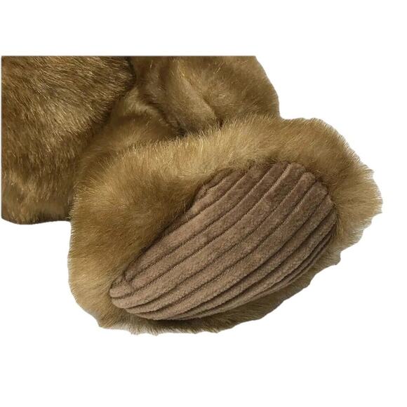 NEW First & Main Minky Faux Brown Mink Stuffed Teddy Bear Plush Corduroy Paws - Picture 2 of 11